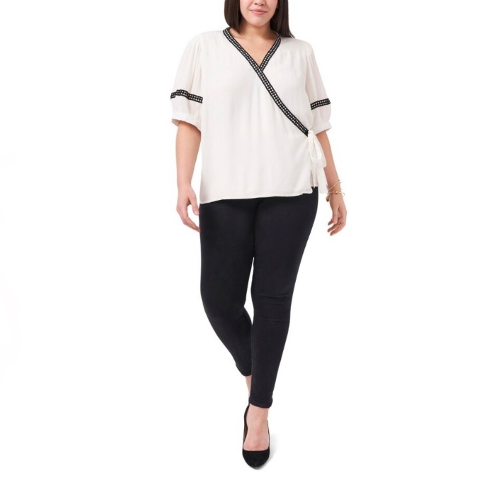 NWOT Vince Camuto Wrap Front Crochet Trim Blouse - Picture 8 of 8